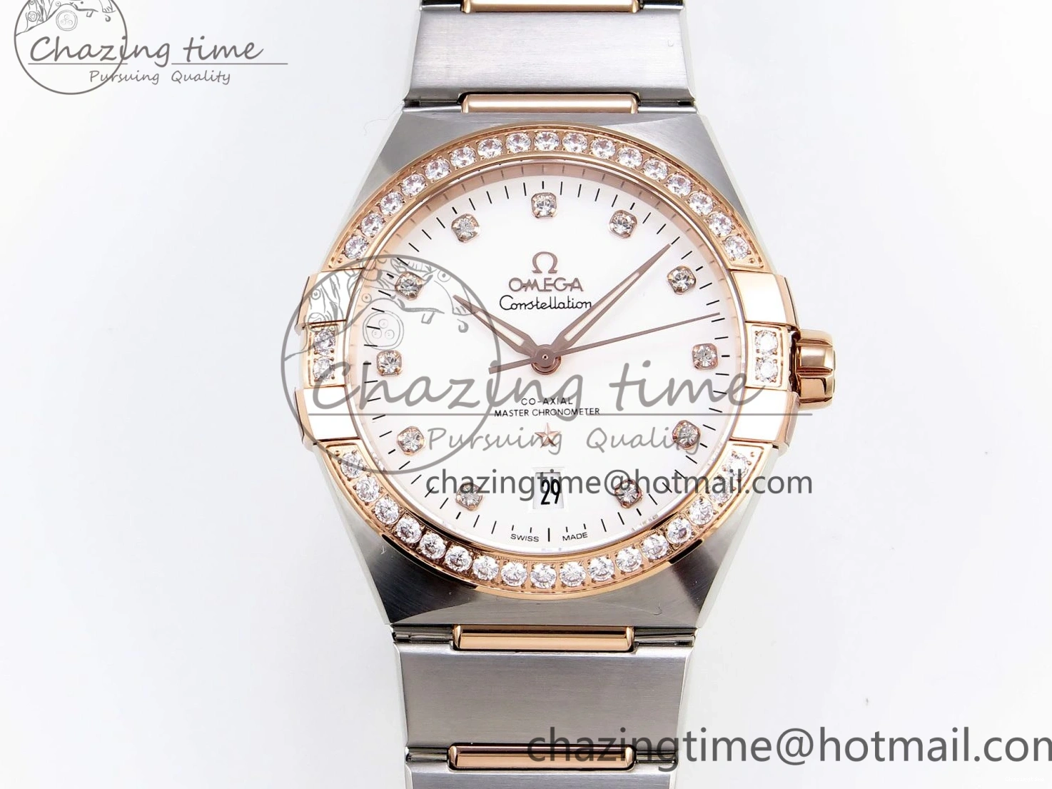 1231 Lightweight Constellation 39mm SS RG Diamonds Bezel ASWF 1:1 Best Edition White Diamonds Dial on SS RG Bracelet A 7774